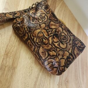 Embossed Leather Wristlet/Clutch